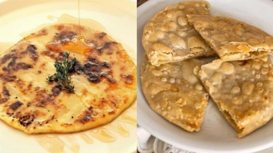 Σκορδάτη τυρόπιτα με γέμιση από παρμεζάνα, γραβιέρα και λεπτή πίτα για φύλλο