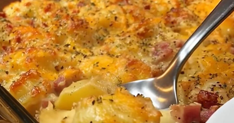 Κρεμώδες Ογκρατέν με Πατάτες και Ζαμπόν