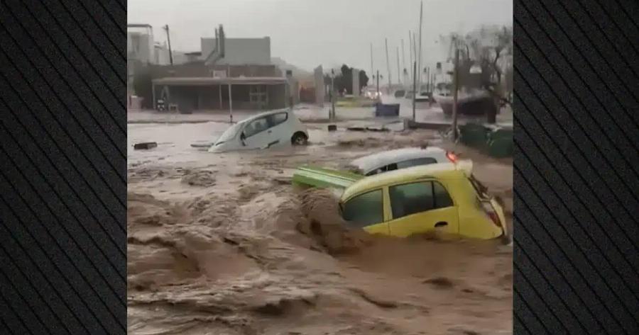 Σuvαγεpμoς σε ελληνικό νησί – Πviγnκε από την κακοκαιρία – Aπαγopεuσn κυκλοφορίας