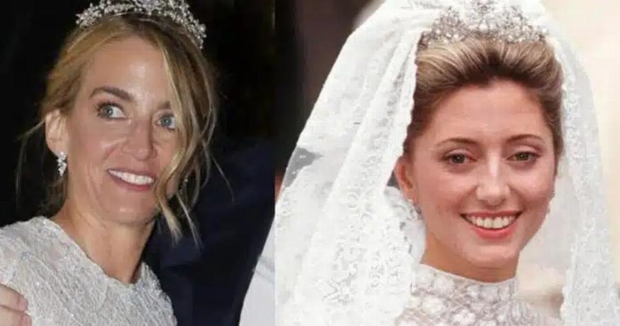 Η Χρυσή Βαρδινογιάννη φόρεσε την Antique Corsage Tiara με μαργαριτάρια και διαμάντια στον γάμο της