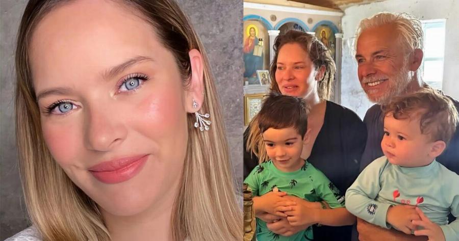 Αννίτα Μπραντ: Η φωτογραφία με τον νεογέννητο μωρό της και τους δυο γιους της στο σαλόνι του στολισμένου σπιτιού τους