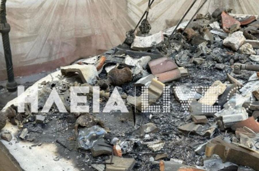 Παρανάλωμα του πυρός ο ιερός ναός Κοιμήσεως της Θεοτόκου στην Ηλεία – Θλιβερές εικόνες