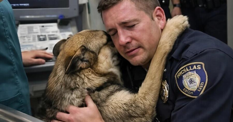 Ο αστυνομικός έσκυψε και αγκάλιασε τον υπηρεσιακό του σκύλο, ενώ ο κτηνίατρος ετοίμαζε για εκείνον την τελευταία ένεση: όμως την τελευταία στιγμή ο σκύλος έκανε κάτι που έκανε όλους στο δωμάτιο να παγώσουν από το σοκ