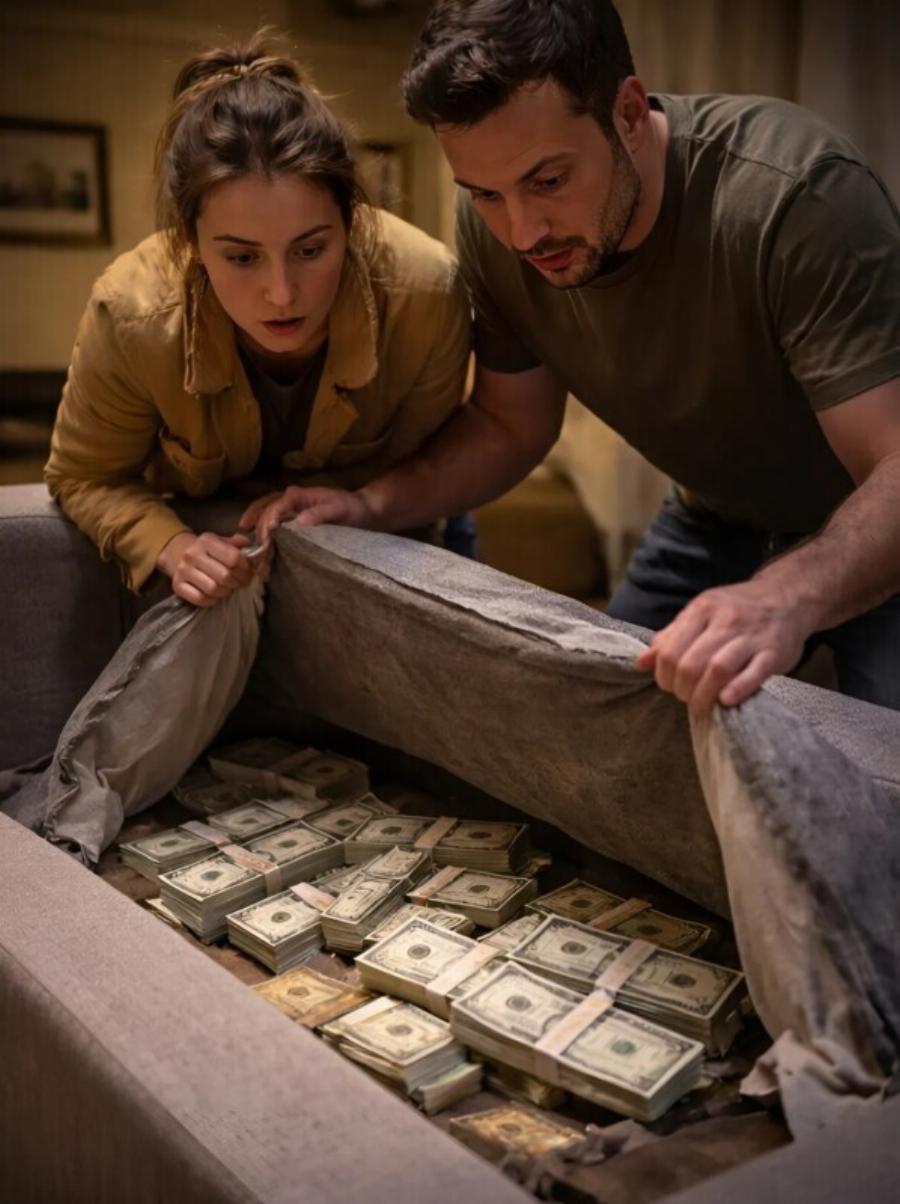 Μια γυναίκα βγήκε το βράδυ να πετάξει τα σκουπίδια και βρήκε στα απορρίμματα έναν σχεδόν καινούργιο καναπέ. Αποφάσισε να τον πάρει στο σπίτι: στο σπίτι, μαζί με τον σύζυγό της, άρχισαν να τον επισκευάζουν, αλλά ξαφνικά ο άντρας φώναξε: «Κοίτα τι είναι αυτό…»