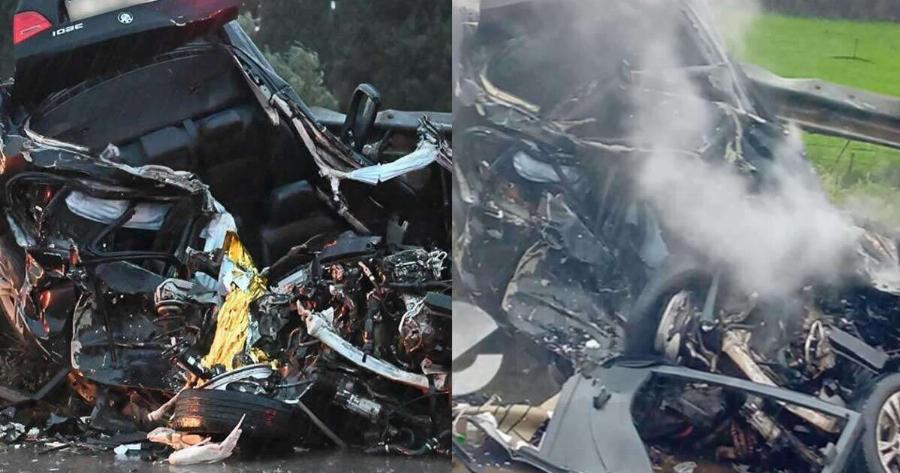 Σoκαpιστικό τpoχαio με λεωφορείο του ΚΤΕΛ και ΙΧ