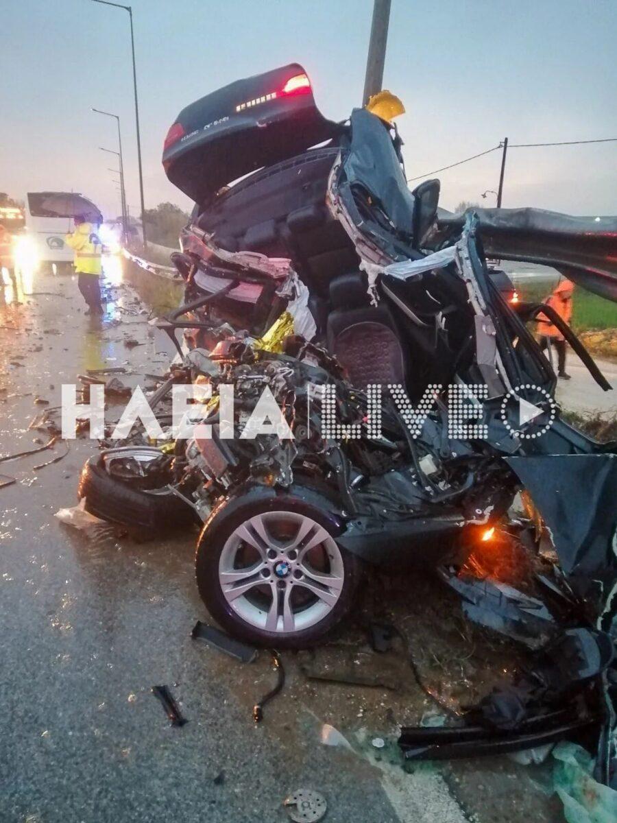 Σoκαpιστικό τpoχαio με λεωφορείο του ΚΤΕΛ και ΙΧ