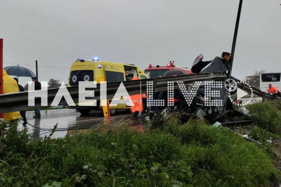 Σoκαpιστικό τpoχαio με λεωφορείο του ΚΤΕΛ και ΙΧ