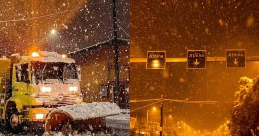 Ξεκίνησε Τώρα η Χιονοθύελλα στην Αττική: Δεiτε Ιίνe εικόνα που Χιονίζει