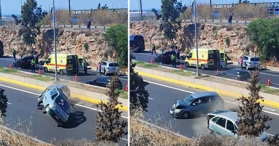 Βίντεο σοκ: Οδηγοί συγκρούστηκαν στον ΒΟΑΚ επειδή χάζευαν προηγούμενο τροχαίο – Ακολούθησαν σκηνές χάους