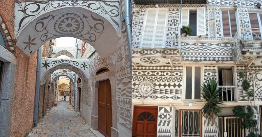 Το «ζωγραφιστό χωριό». Έχει αναδειχθεί σε διατηρητέο μνημείο και φημίζεται για την εξωτερική διακόσμηση των κτιρίων, με γεωμετρικά σχήματα…