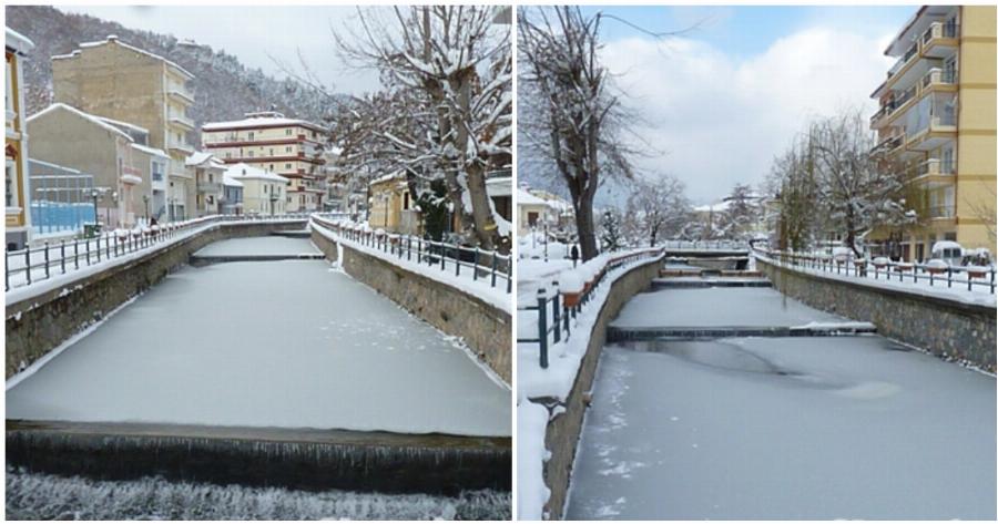Πολικές θερμοκρασίες στην Φλώρινα μετά τη συνεχή χιονόπτωση – Πάγωσε μέχρι και ο ποταμός Σακουλέβας