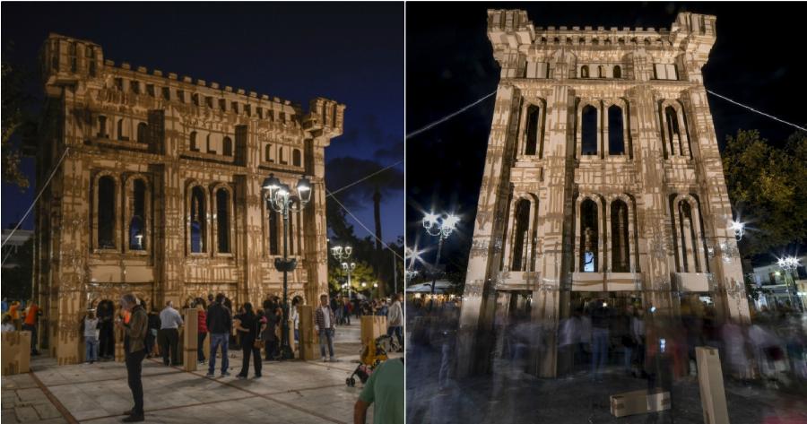 Υπέροχο! Ένα Μνημειώδες Κτίριο από 1.000 Χάρτινα Κιβώτια Στήθηκε στην Ελευσίνα. Μπράβο σας!