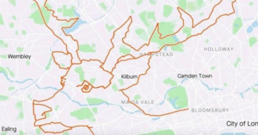 Έκανε 9 ώρες ποδήλατο για να σχεδιάσει έναν τάρανδο στον χάρτη