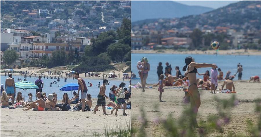Γέμισαν οι παραλίες από λουόμενους – Φωτογραφίες από Λούτσα, Βάρκιζα και Βουλιαγμένη