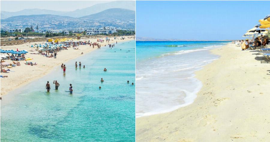 H 1,5 χιλιόμετρο παραλία με την χρυσή αμμουδιά που καταλήγει σε μια σειρά από αμμόλοφους και κρυστάλλινα νερά με χρώμα που εναλλάσσεται από κυανό σε βαθύ γαλάζιο