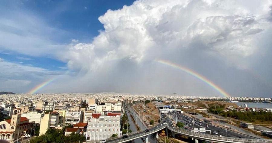 Σπάνιο θέαμα: Διπλό ουράνιο τόξο στον ουρανό της Αθήνας