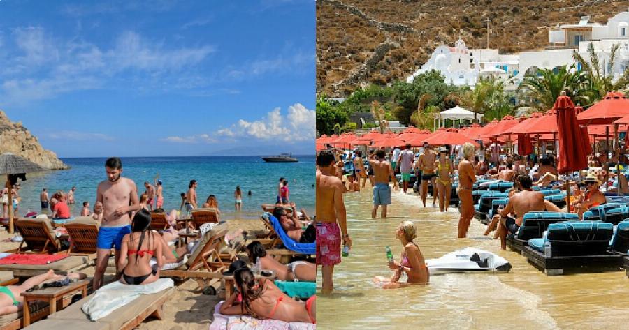 Μύκονος μαγιό: Το εντυπωσιακό λαμέ μαγιό τουρίστριας, που τύφλωσε τους πάντες σε πασίγνωστη παραλία της Μυκόνου