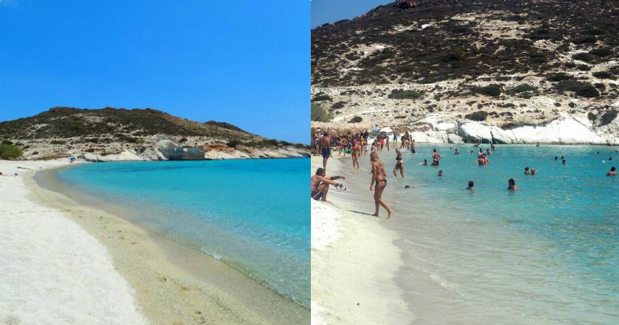 Παραλία με λευκή χοντρή άμμο σαν της  Καραϊβικής, φυσική σκιά και φθηνές ταβέρνες για ψαράκι