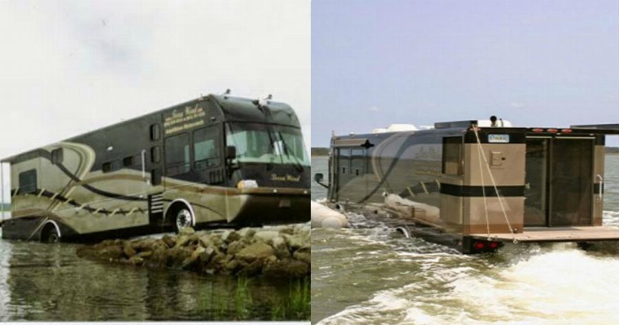 Αμφίβιο τροχόσπιτο: Μπαίνει ολόκληρο μέσα στο νερό και πηγαίνει με 135χλμ στη στεριά και 13χλμ στη θάλασσα