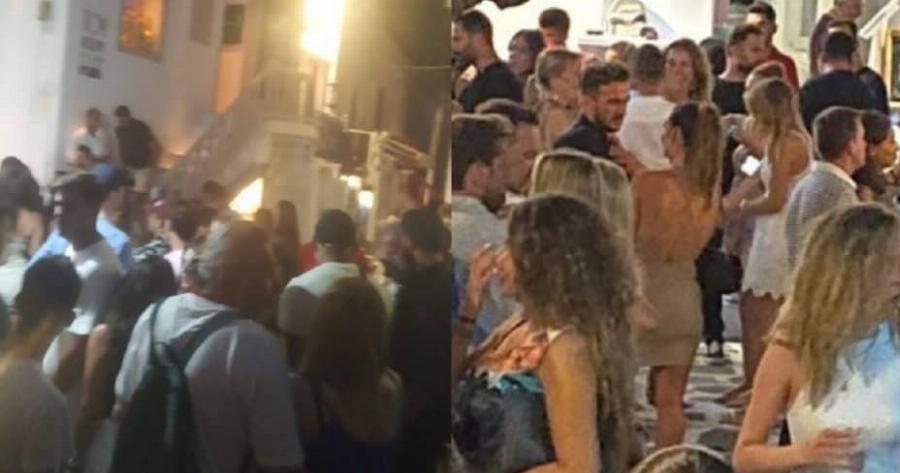 Μύκονος, σε… δικό τους κόσμο: Όρθιοι και ο ένας πάνω στον άλλον σε μπαρ