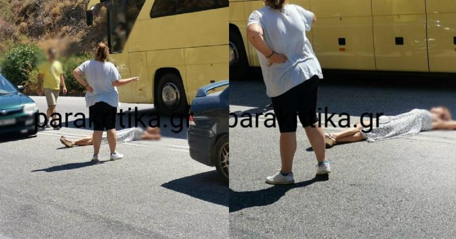 Γυναίκα Κρήτη: Γυναίκα ξάπλωσε στη μέση της εθνικής οδού – Έκπληκτοι οι διερχόμενοι