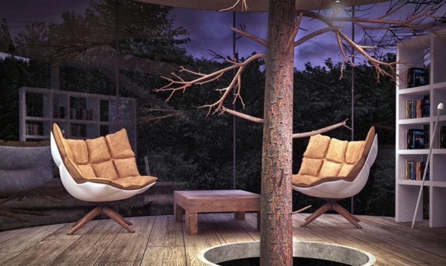 Είναι όλο από γυαλί, έχει χτιστεί γύρω από ένα δέντρο, χωράει 3 οικογένειες, τους πήρε 90 μέρες και κόστισε 100.000 ευρώ