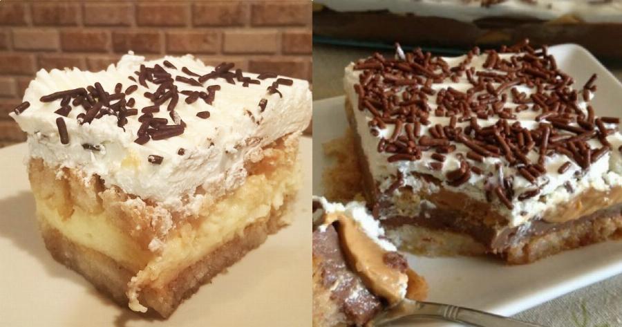 Γλυκό ψυγείου με φρυγανιές με λίγα, φθηνά υλικά και έτοιμο σε λίγα λεπτά