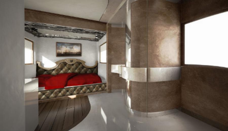 Τροχόσπιτο παλάτι: Έχει θερμαινόμενο πάτωμα, αφαιρούμενη οροφή, τζάκι, κοκτέιλ μπαρ και μέσα θυμίζει κρουαζιερόπλοιο