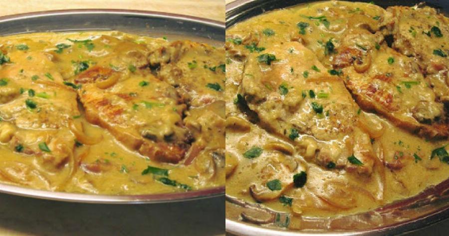 Τηγανιτές μπριζόλες λεμονάτες με μανιτάρια της στιγμής