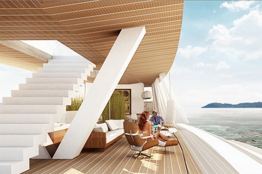 Πλωτό παλάτι: Είναι 55 μέτρα, χωράει 12 άτομα, είναι πιο πολυτελές από 6στερο ξενοδοχείο και έχει γυάλινους τοίχους