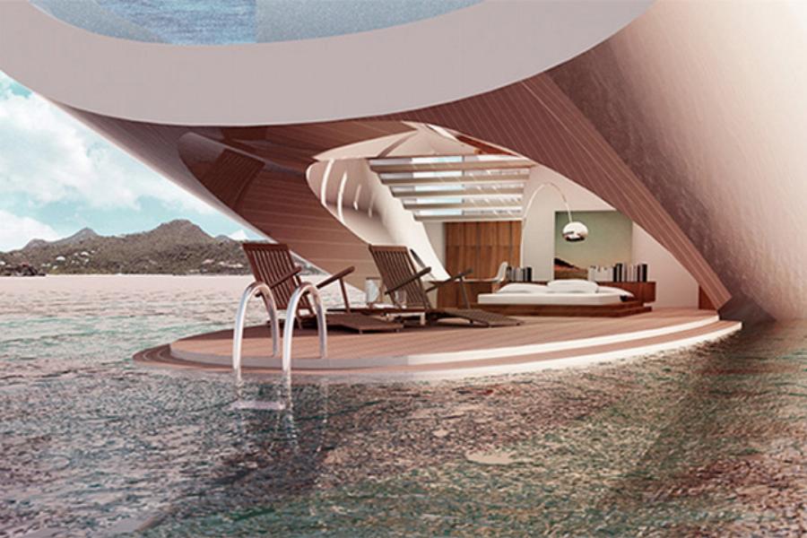 Πλωτό παλάτι: Είναι 55 μέτρα, χωράει 12 άτομα, είναι πιο πολυτελές από 6στερο ξενοδοχείο και έχει γυάλινους τοίχους