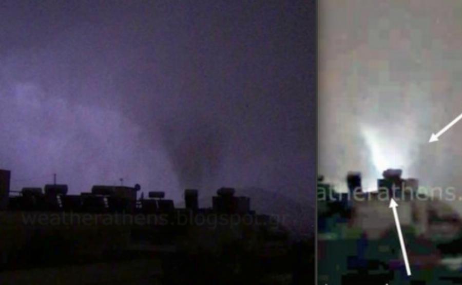 Νέο Ηράκλειο ανεμοστρόβιλος: Φωτογραφίες από το καιρικό φαινόμενο που σάρωσε την περιοχή