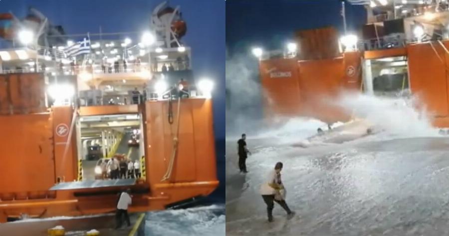 Σίκινος: H μάχη με τα κύματα και τα μποφόρ για να δέσει το πλοιο “Διονύσιος Σολωμός” – Βίντεο που κόβει την ανάσα