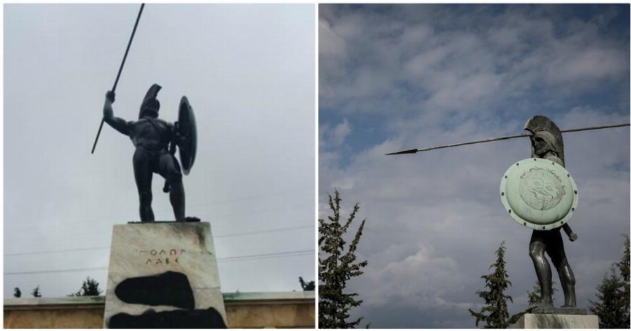 Θερμοπύλες: Ασυνείδητοι βεβήλωσαν το άγαλμα του Λεωνίδα την 28η Οκτωβρίου