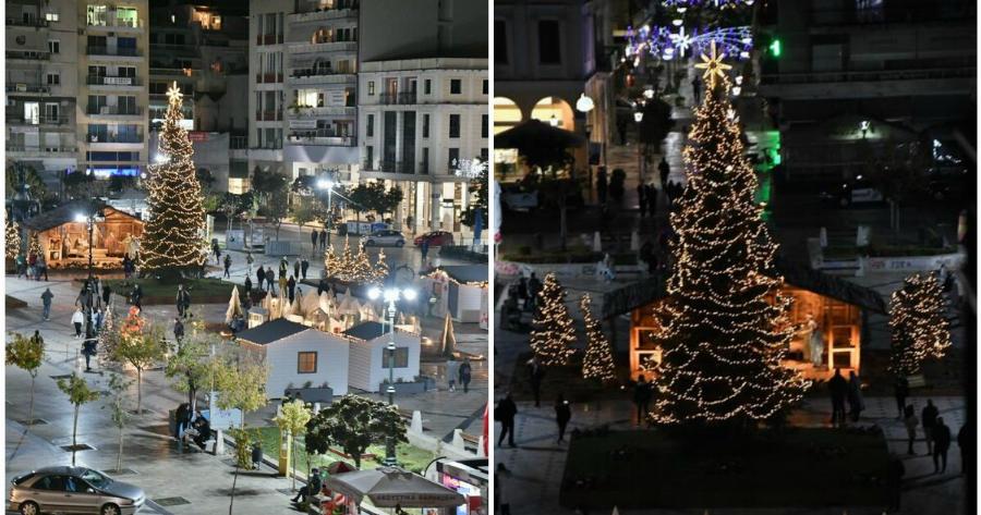 Πάτρα: Φωταγωγήθηκε το χριστουγεννιάτικο χωριό στην Πλατεία Γεωργίου – Εντυπωσιακές εικόνες