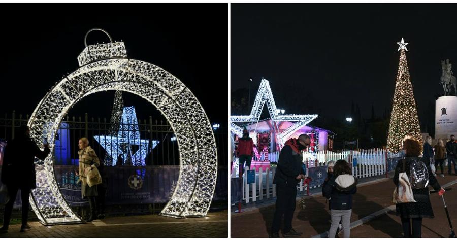 Πεδίο του Άρεως: Φωταγωγήθηκε το χριστουγεννιάτικο δέντρο – Δείτε τις εντυπωσιακές φωτογραφίες