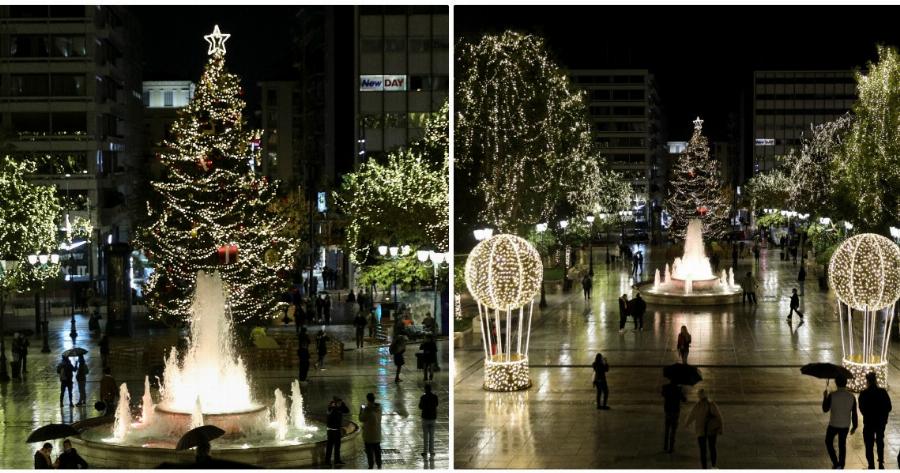 Πλατεία Συντάγματος: Φωταγωγήθηκε το χριστουγεννιάτικο δέντρο – Δείτε τις εντυπωσιακές φωτογραφίες