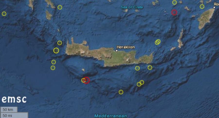 Σεισμός στην Κρήτη: Ισχυρός σεισμός 4,8 ρίχτερ 20 χιλιόμετρα από τη Γαύδο
