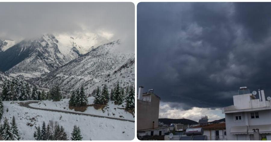 Τρίκαλα: Πολλές περιοχές ντύθηκαν στα λευκά – Χιόνισε στα ορεινά και το τοπίο είναι εντυπωσιακό