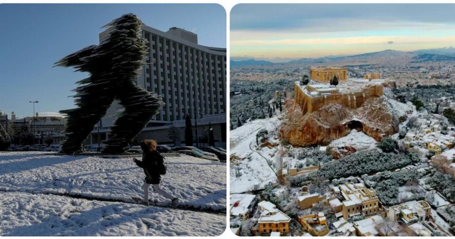 Χιόνια στην Αθήνα: Χιόνια σε Κολωνάκι, Κορυδαλλό, Νίκαια, Ζωγράφου και άλλες περιοχές