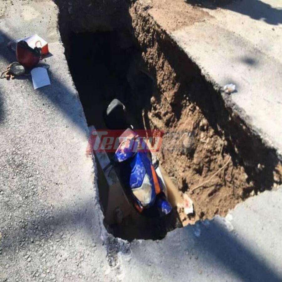 Πάτρα σοκ: 62χρονη γυναίκα έπεσε με το μηχανάκι μέσα σε φρεάτιο – Ευτυχώς είναι καλά στην υγεία της