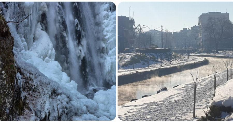 Καιρός Ξάνθη: Εντυπωσιακές εικόνες από τον παγωμένο καταρράκτη του Λειβαδίτη – Άχνισε ο ποταμός Ληθαίος στα Τρίκαλα