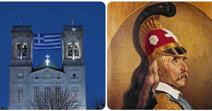 Τρίπολη: Τεράστια ελληνική σημαία υψώθηκε στον Άγιο Βασίλειο προς τιμή του Κολοκοτρώνη