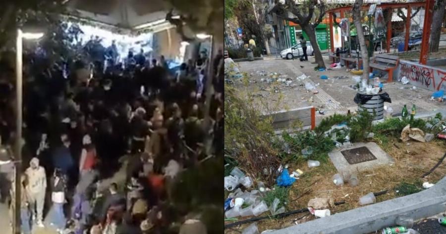 Πλατεία Βαρνάβα: Σοκ με τα κορονοπάρτι με ποτά και Dj – Γεμάτη σκουπίδια η πλατεία από τα πάρτι