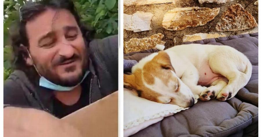 Βασίλης Χαραλαμπόπουλος: Υιοθέτησε το κουταβάκι που βρήκε πριν λίγες μέρες σε κάδο σκουπιδιών στο Πήλιο