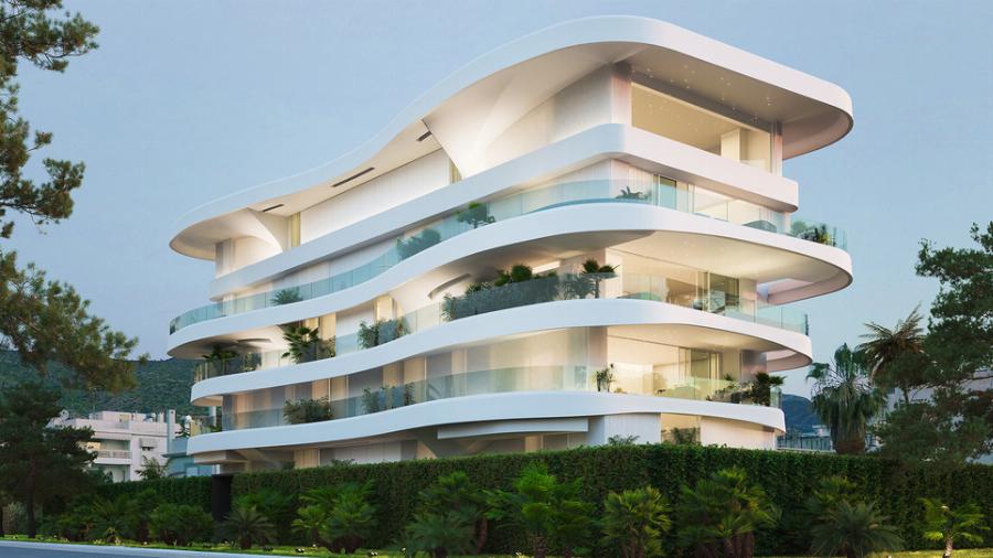 Υπερλούξ πολυκατοικία στη Γλυφάδα με πισίνα σε κάθε μπαλκόνι και εσωτερικό σαν μικρή βίλα