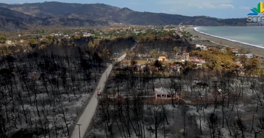 Η μεγαλύτερη καταστροφή στην ιστορία της Ελλάδας – Συγκλονιστικό βίντεο με την καμμένη Εύβοια από ψηλά