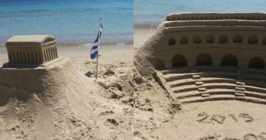 Άγνωστος ξένος τουρίστας έχτισε εντυπωσιακό Παρθενώνα στην άμμο