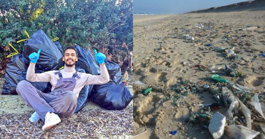 Ο Κωνσταντίνος Χριστόπουλος για έναν κόσμο χωρίς πλαστικά: Πήρε γάντια και σακούλες και καθάρισε την παραλία