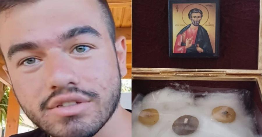 Συγκλονίζει το μέγα θαύμα: Κόλλησε η μπλούζα στην εικόνα του Αγίου Ιούδα Θαδδαίου